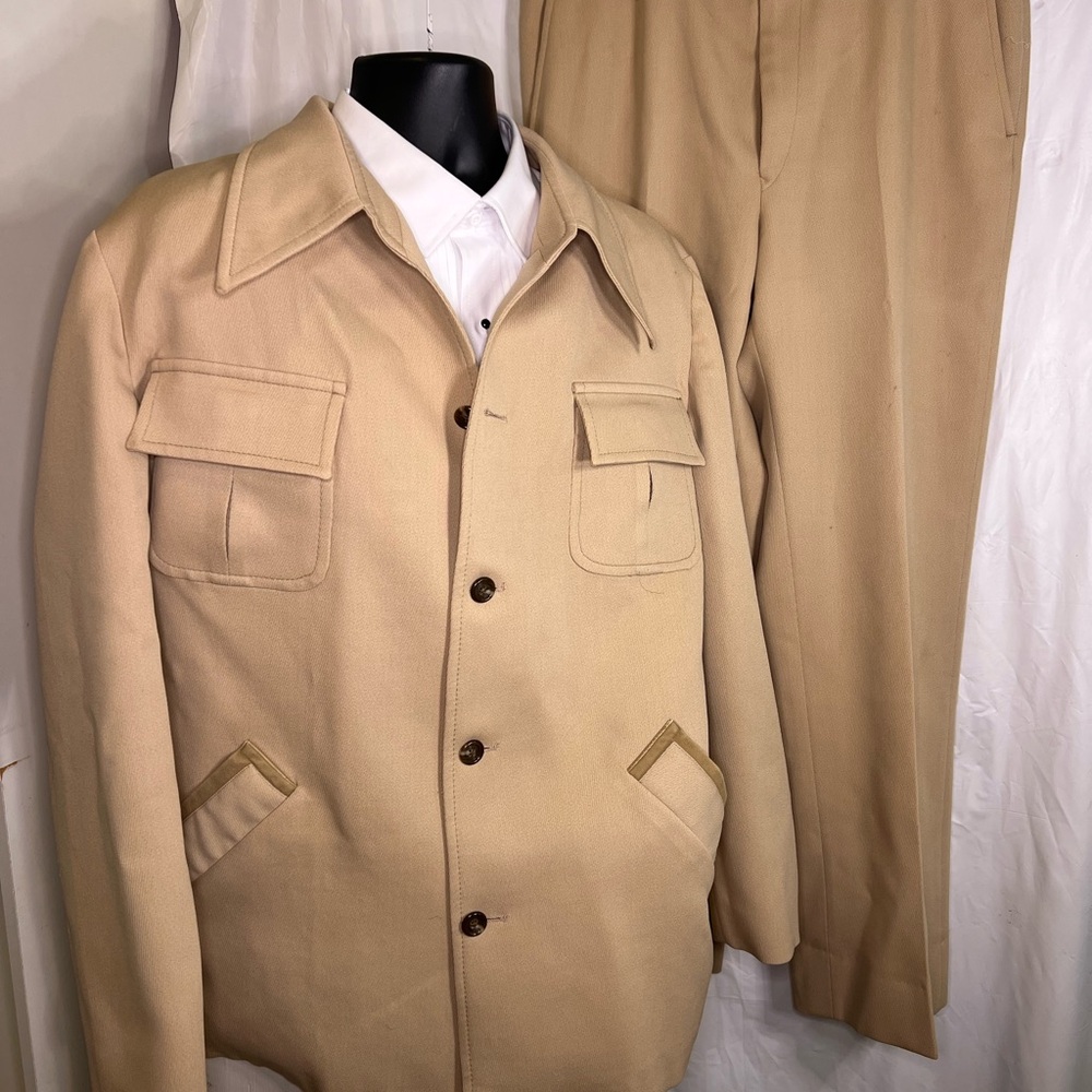 Vtg 60s 70s Leisure Suit‎ Mens 3X Jacket Coat Pants 36X29 Business Union Made